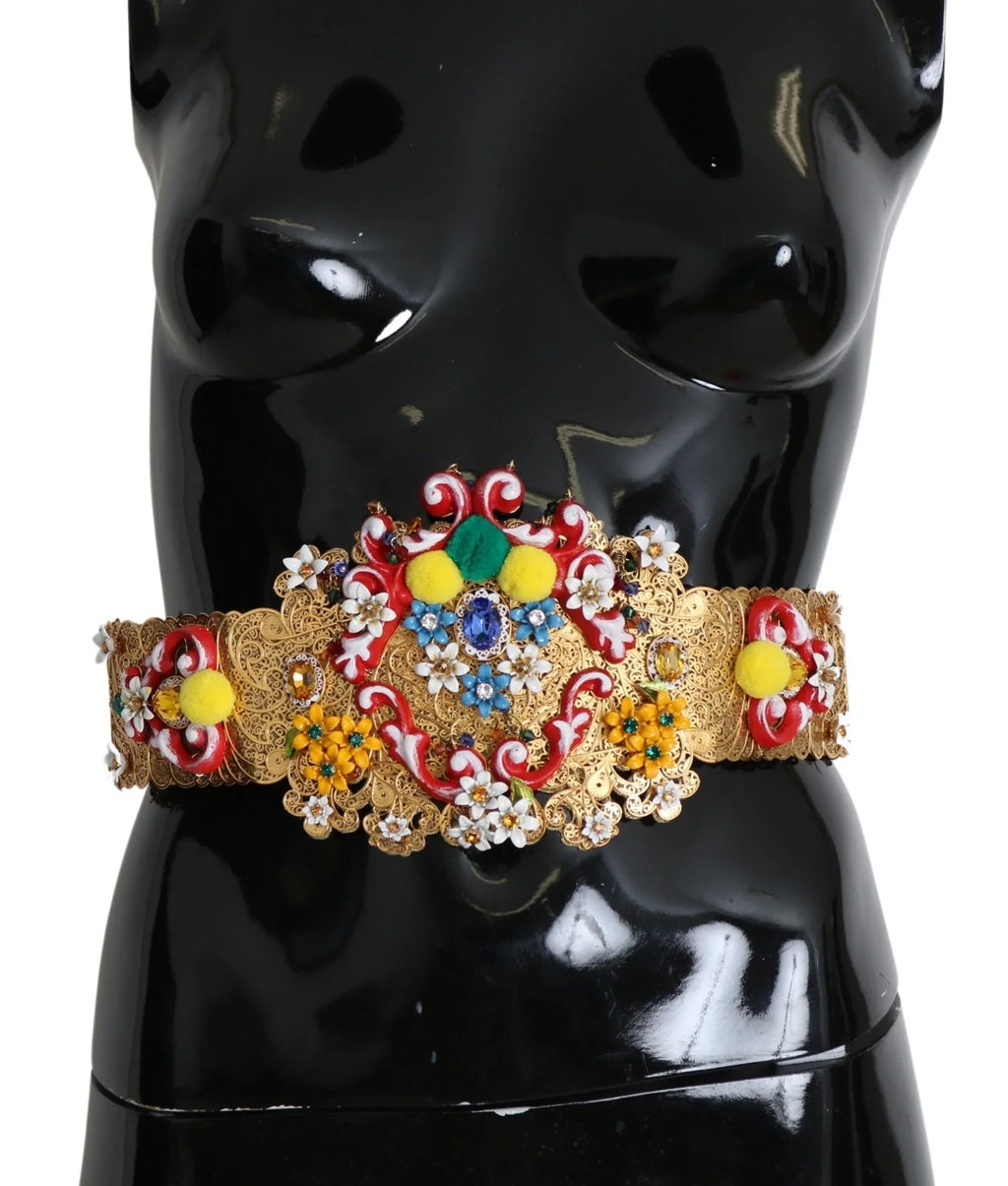 Dolce & Gabbana multicolor Embellished Floral Crystal Wide Waist Belt - Zeiniez