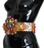 Dolce & Gabbana multicolor Embellished Floral Crystal Wide Waist Belt - Zeiniez