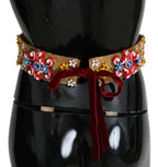 Dolce & Gabbana Embellished Floral Crystal Wide Waist Golden Belt - Zeiniez
