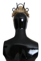 Dolce & Gabbana Gold Brass Floral Crystals LED Lights Crown Tiara Diadem - Zeiniez