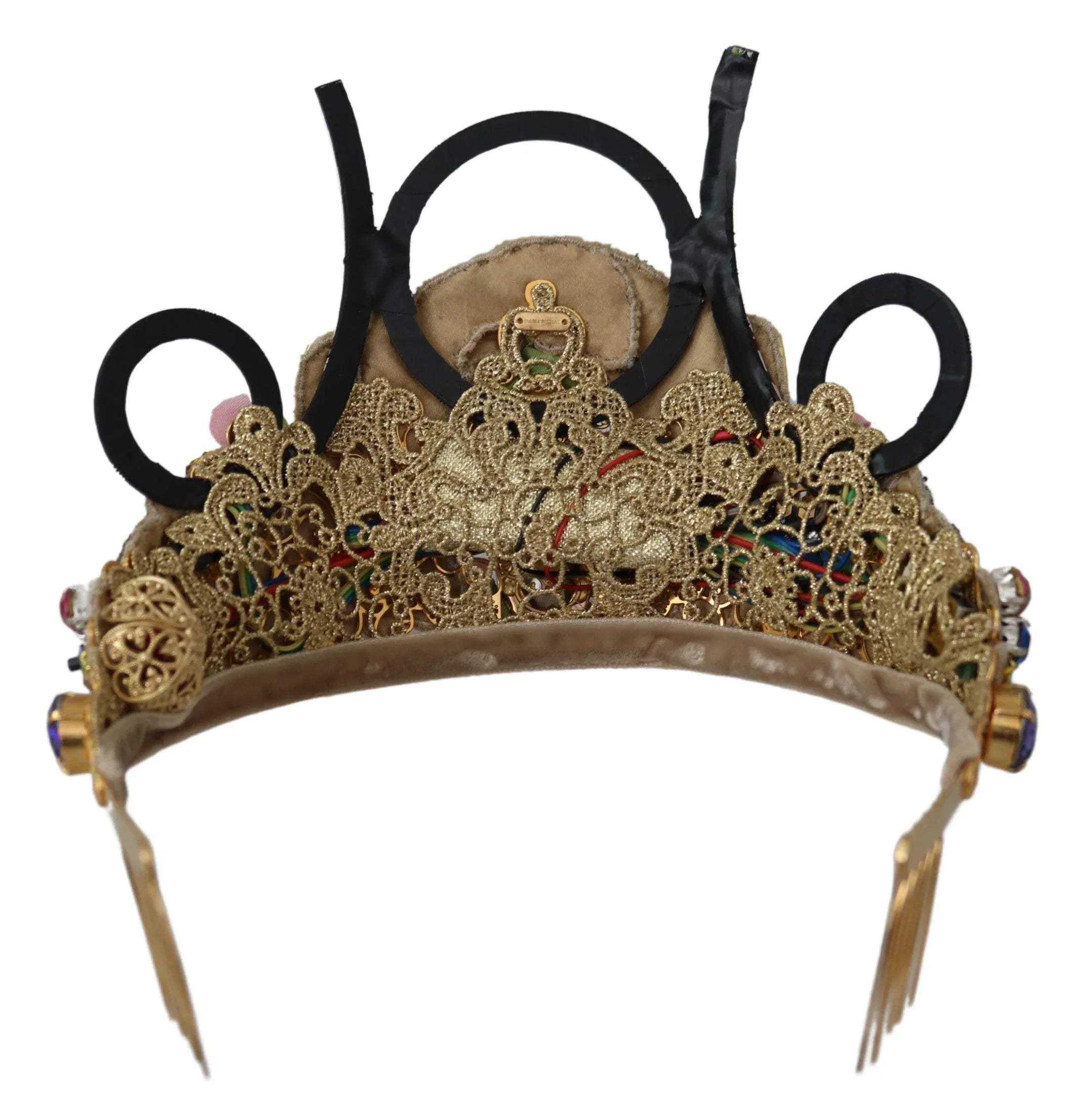 Dolce & Gabbana Gold Brass Floral Crystals LED Lights Crown Tiara Diadem - Zeiniez