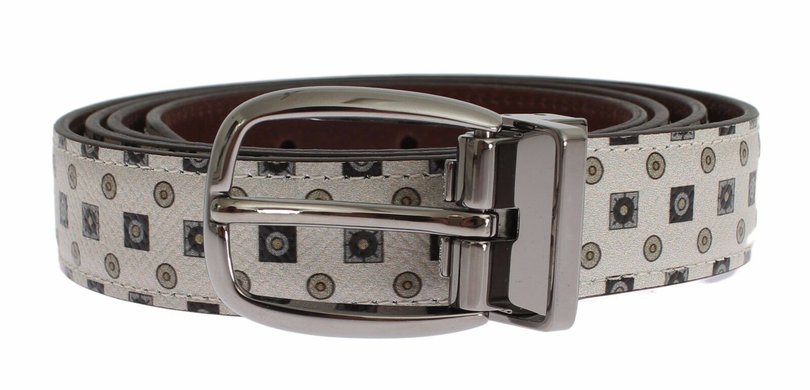 Dolce & Gabbana White Silk Bowtie Leather Men Belt Gift Box - Zeiniez