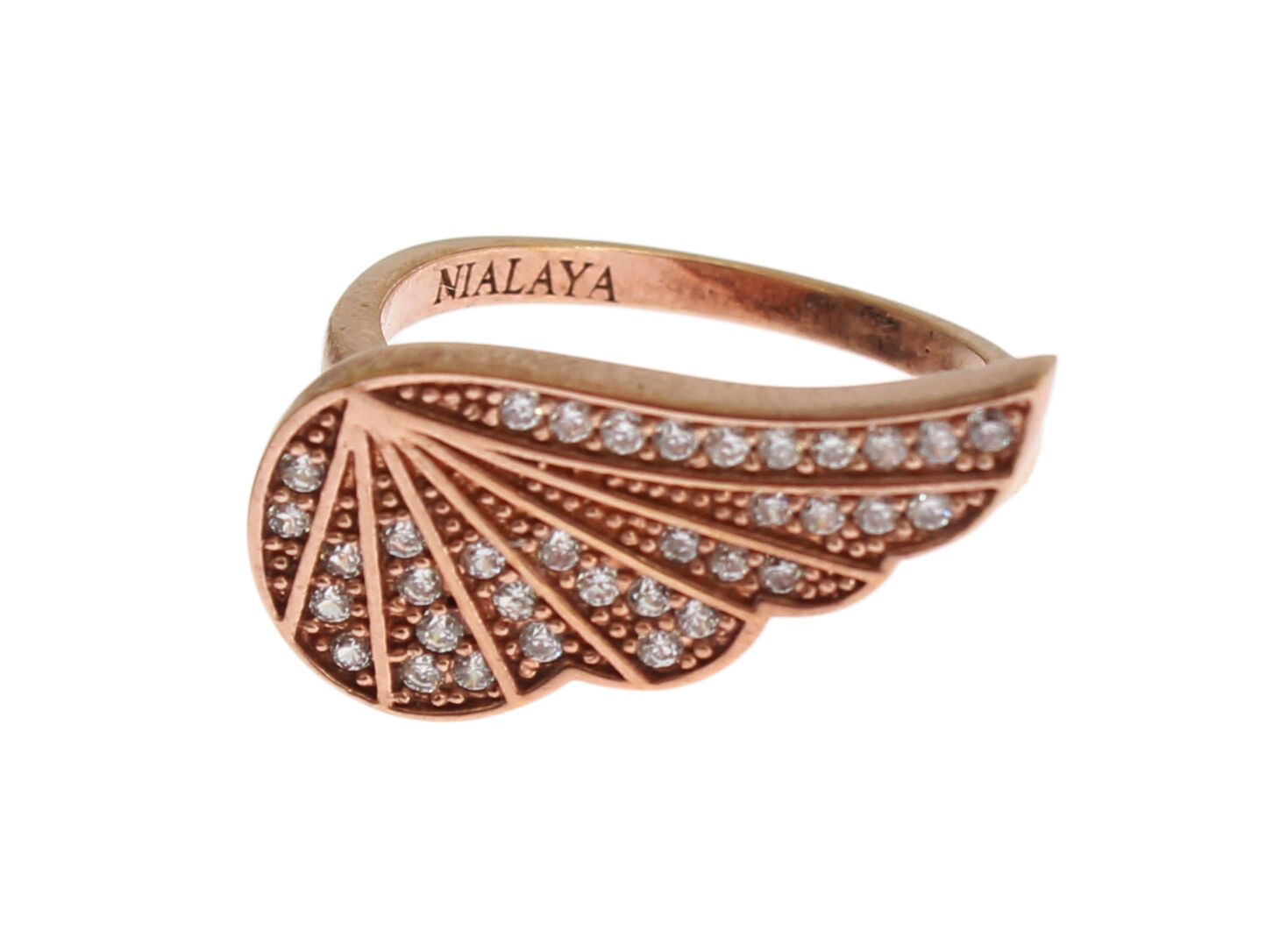 Nialaya Pink Gold 925 Silver Womens Clear CZ Ring - Zeiniez