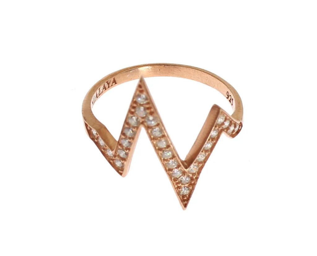 Nialaya Pink Gold 925 Silver Womens Clear Ring - Zeiniez