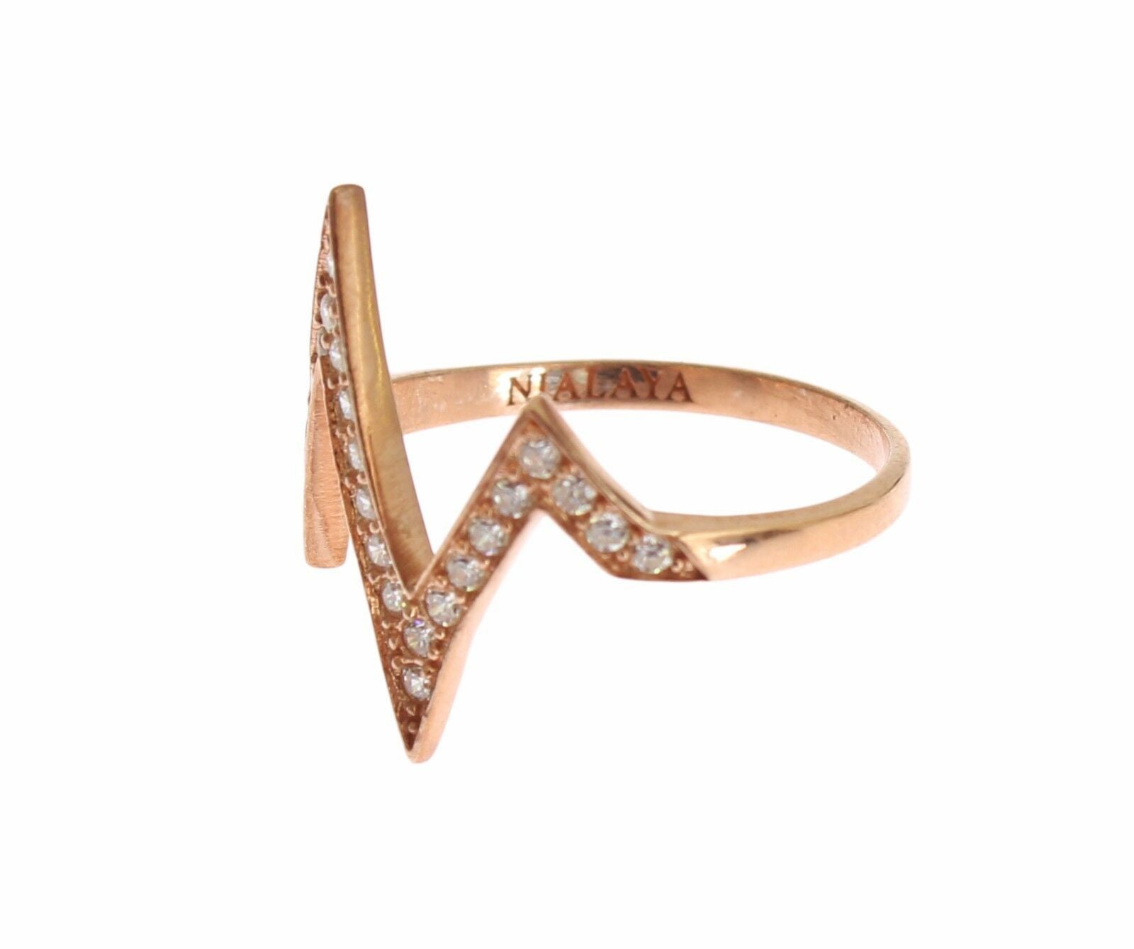 Nialaya Pink Gold 925 Silver Womens Clear Ring - Zeiniez