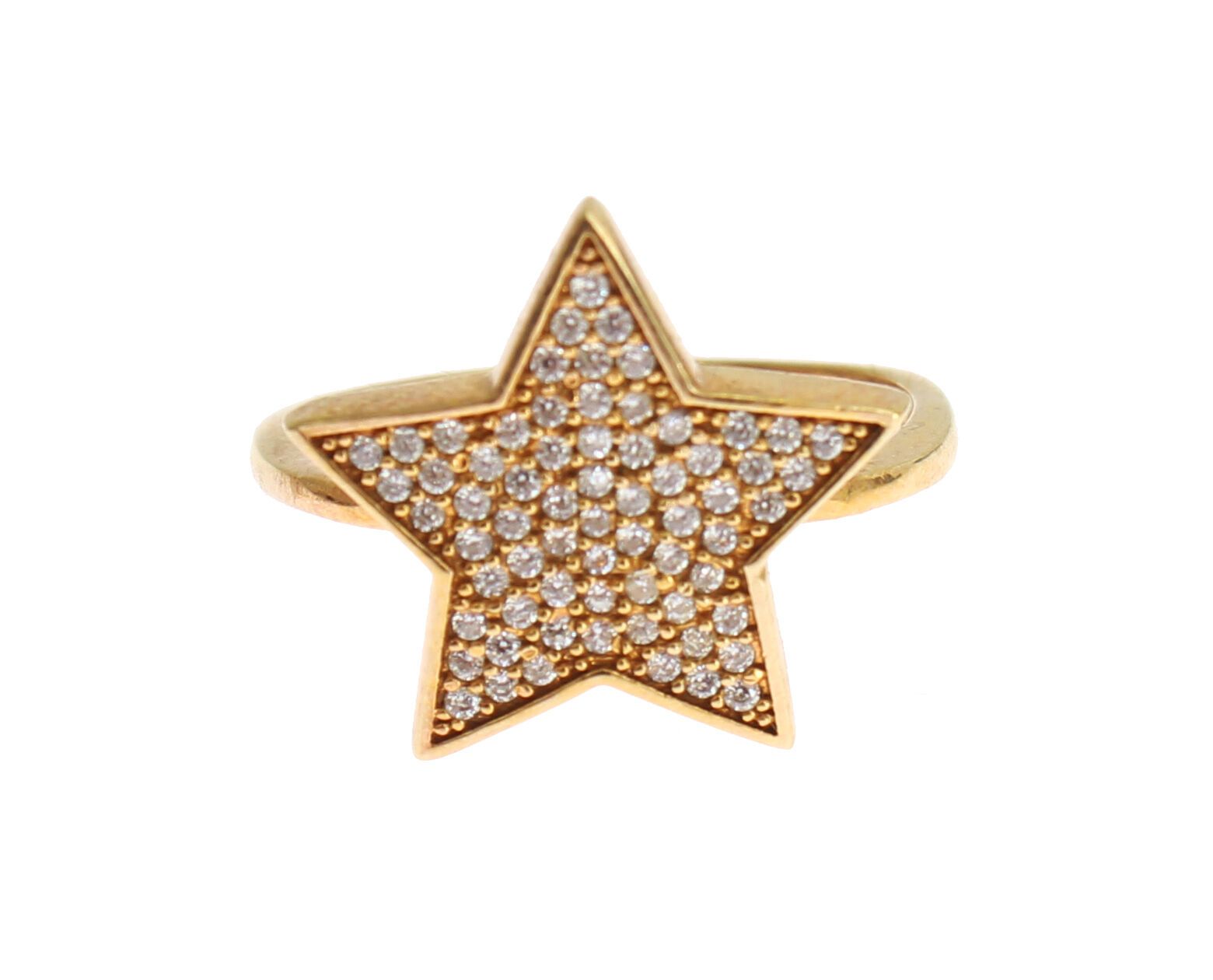 Nialaya Star Gold 925 Silver Womens Clear Ring - Zeiniez