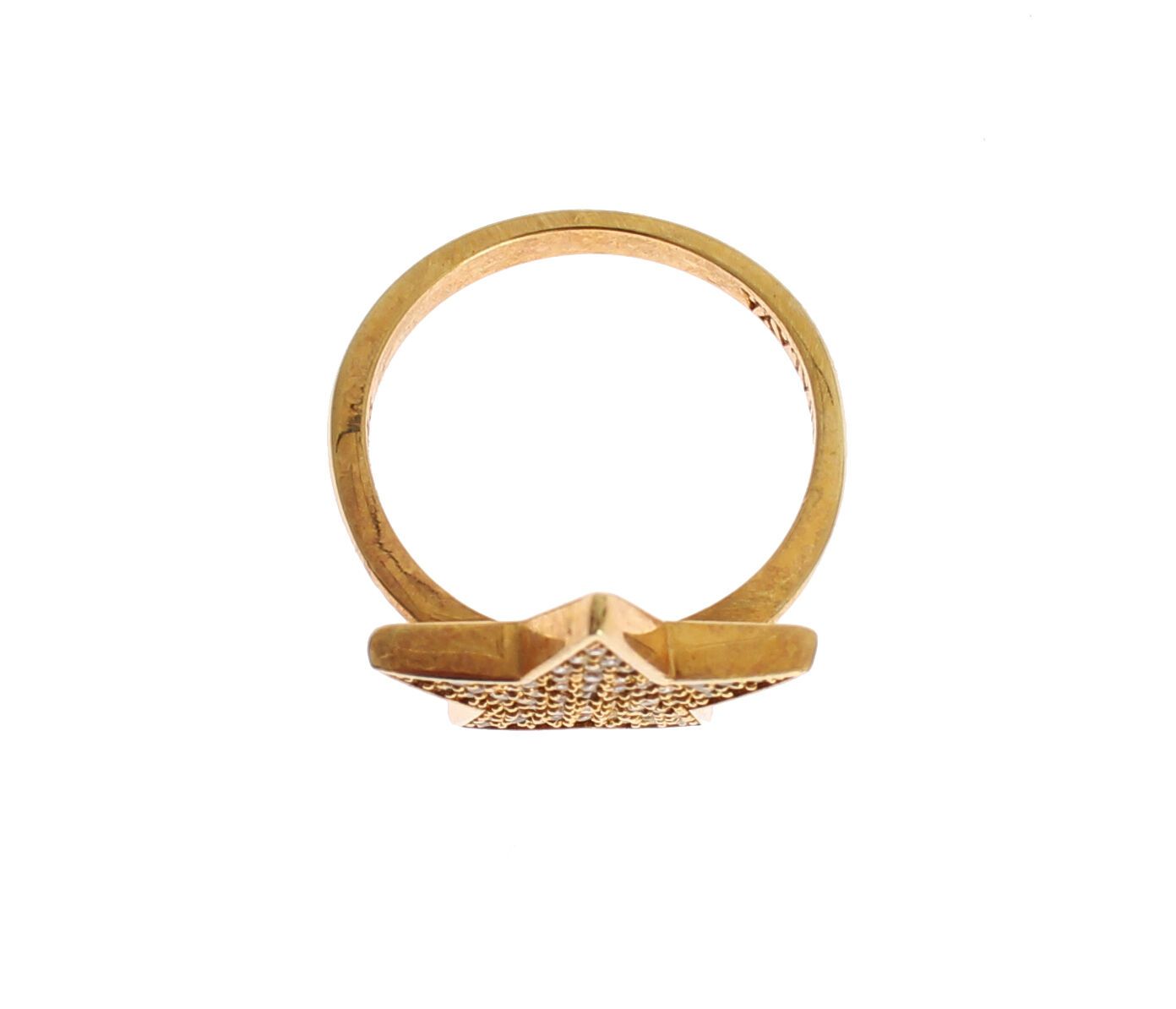 Nialaya Star Gold 925 Silver Womens Clear Ring - Zeiniez