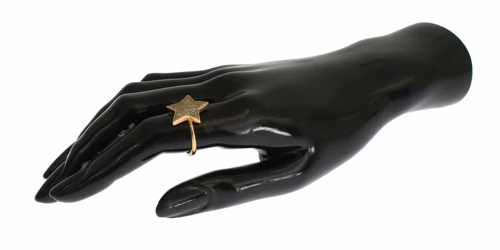 Nialaya Star Gold 925 Silver Womens Clear Ring - Zeiniez