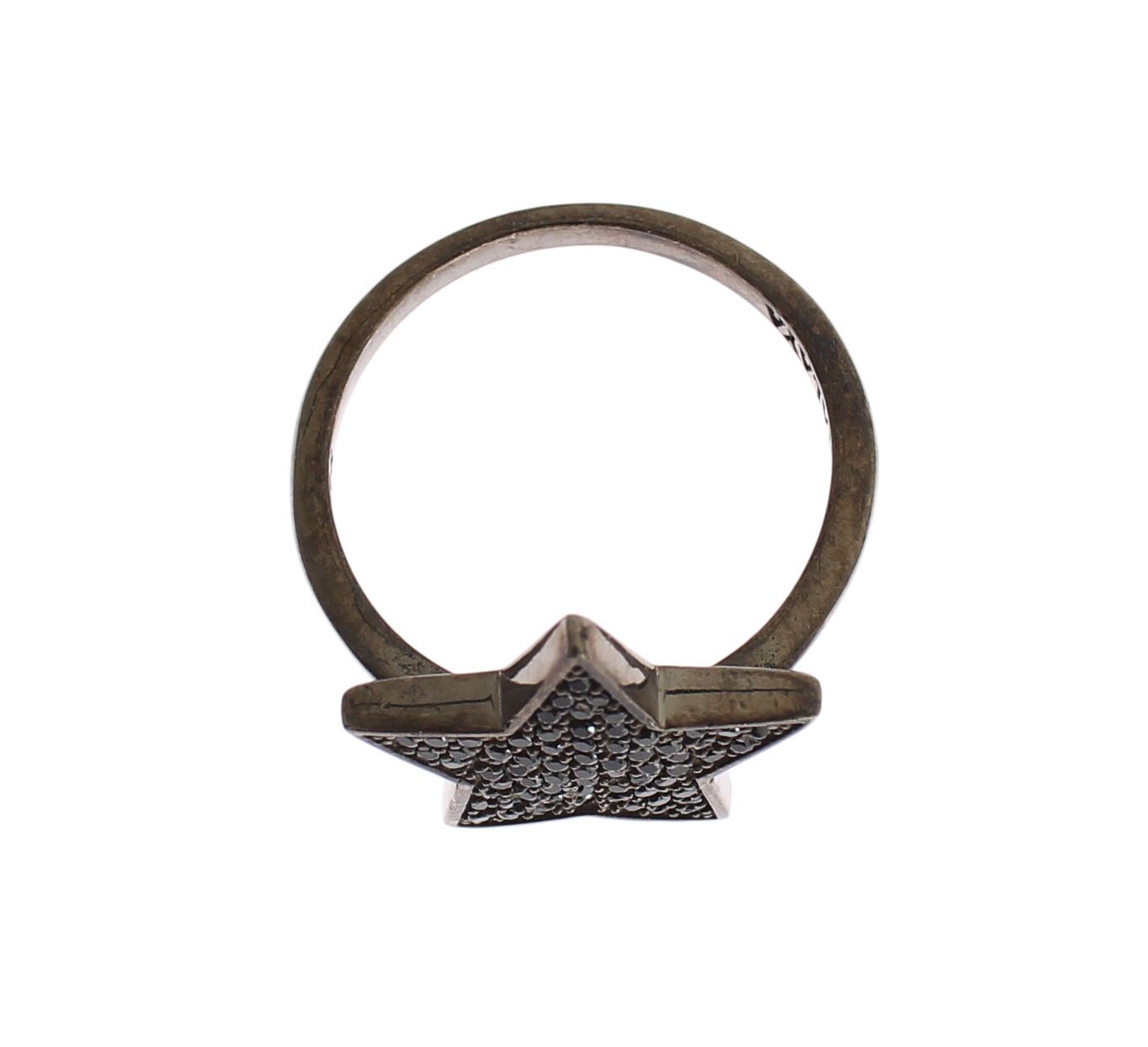 Nialaya Black CZ Star 925 Silver Womens Ring - Zeiniez