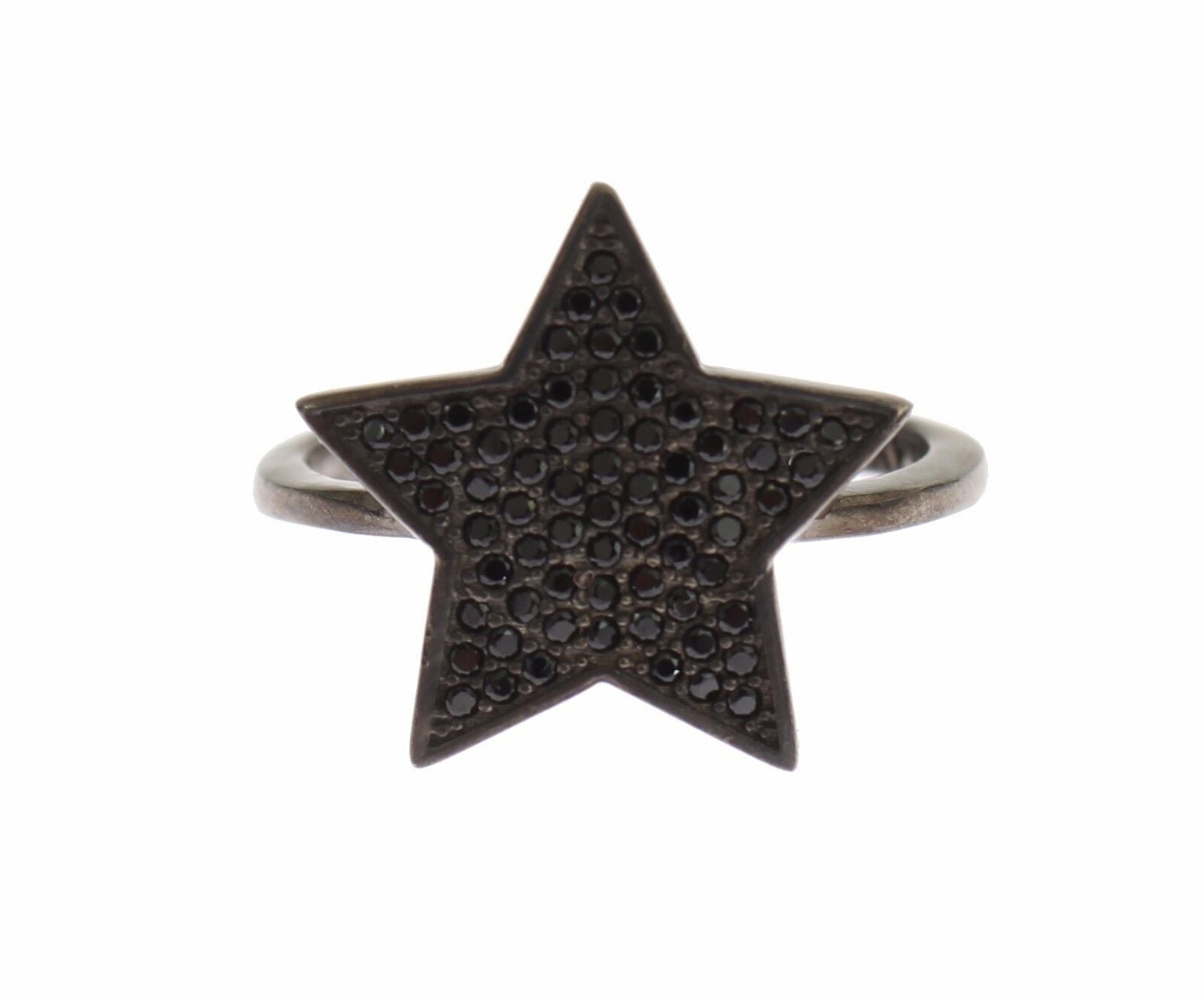 Nialaya Black CZ Star 925 Silver Womens Ring - Zeiniez