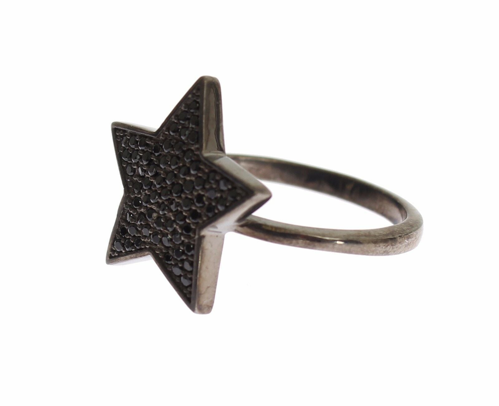 Nialaya Black CZ Star 925 Silver Womens Ring - Zeiniez