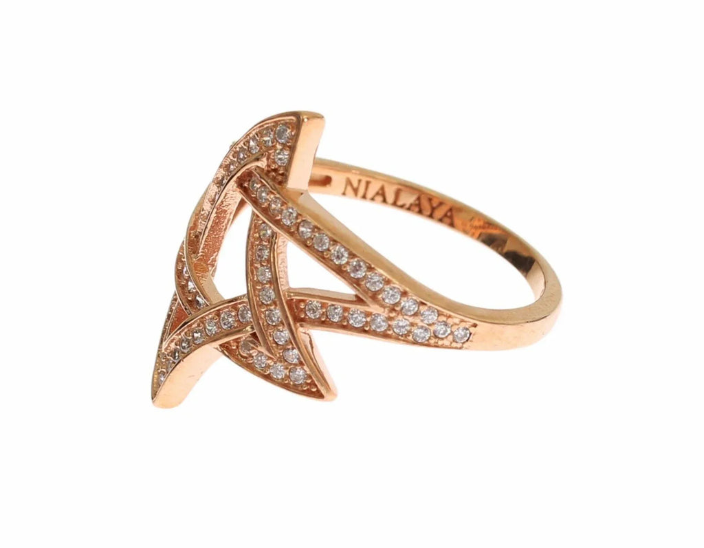 Nialaya Womens Clear CZ Gold 925 Silver Ring - Zeiniez