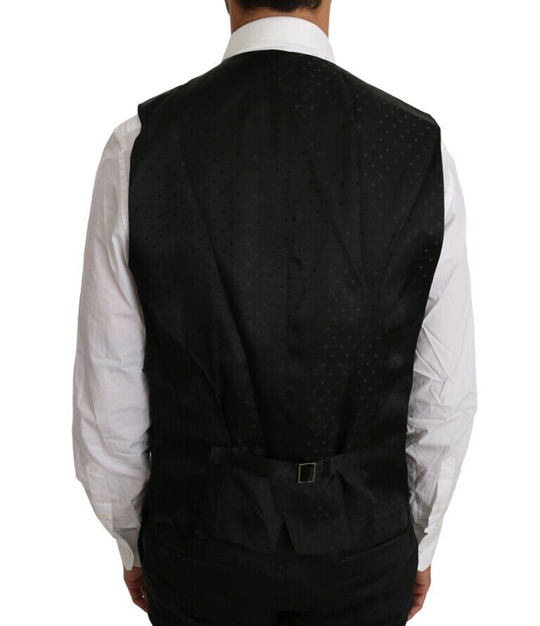 Dolce & Gabbana Black Solid Wool Silk Vest - Zeiniez