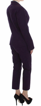 BENCIVENGA Purple Striped Stretch Coat Blazer Pants Suit - Zeiniez