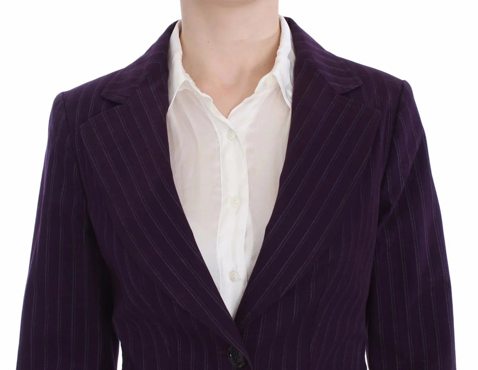 BENCIVENGA Purple Striped Stretch Coat Blazer Pants Suit - Zeiniez
