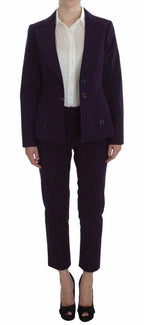 BENCIVENGA Purple Striped Stretch Coat Blazer Pants Suit - Zeiniez