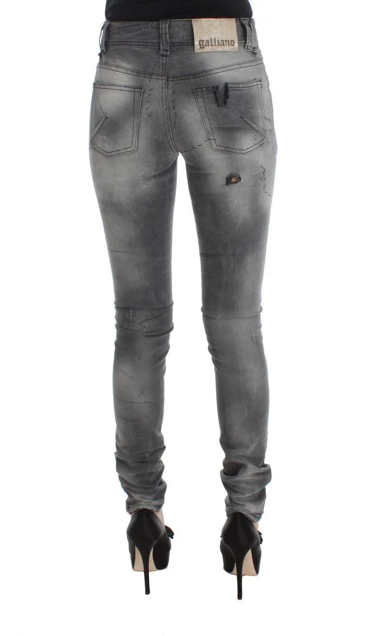 John Galliano Gray Wash Cotton Blend Slim Fit Denim Jeans Pants - Zeiniez