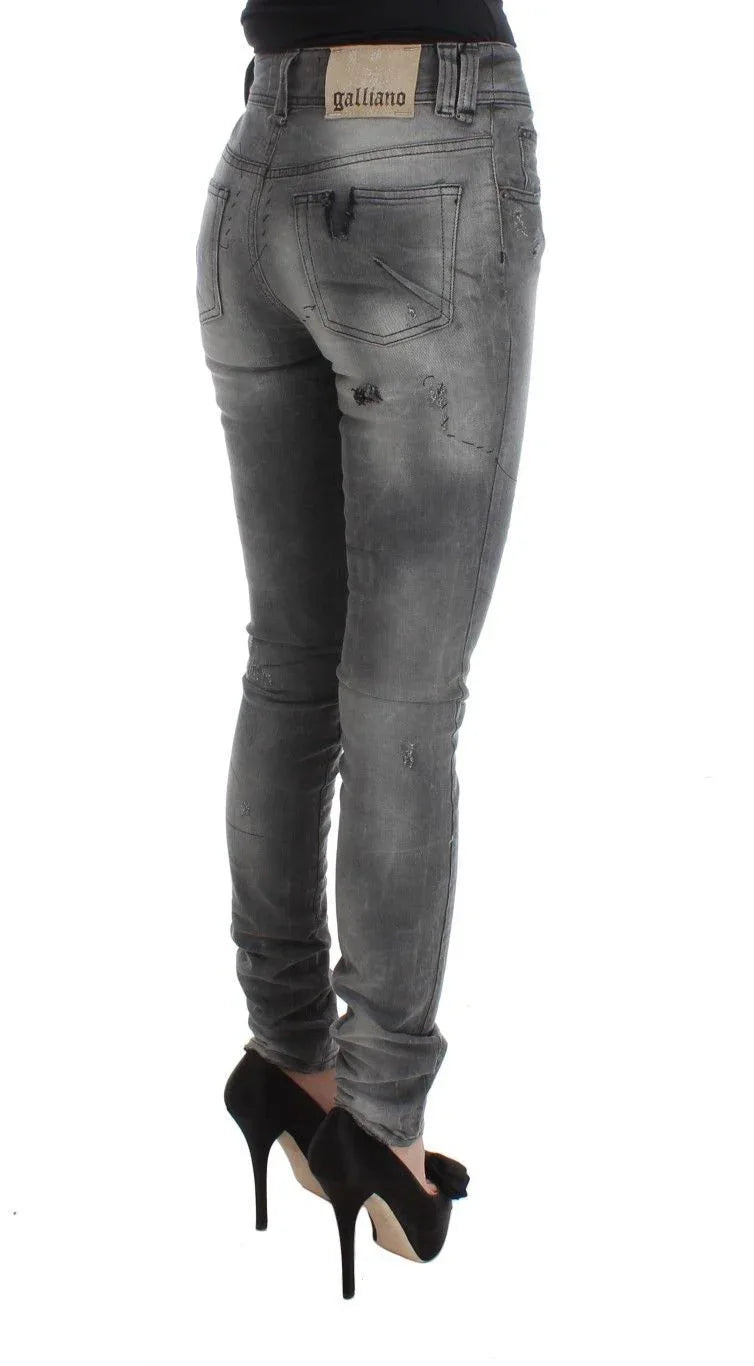 John Galliano Gray Wash Cotton Blend Slim Fit Denim Jeans Pants - Zeiniez