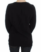 Exte Black Cotton Motive Print Crewneck Pullover Sweater - Zeiniez