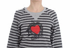 Exte Gray Striped Cotton Crewneck Sweater - Zeiniez