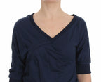 Exte Blue Cotton Top Pullover Deep V-neck Women Sweater - Zeiniez