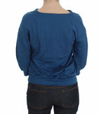 Exte Blue Cotton Top Pullover Deep V-neck Women Sweater - Zeiniez