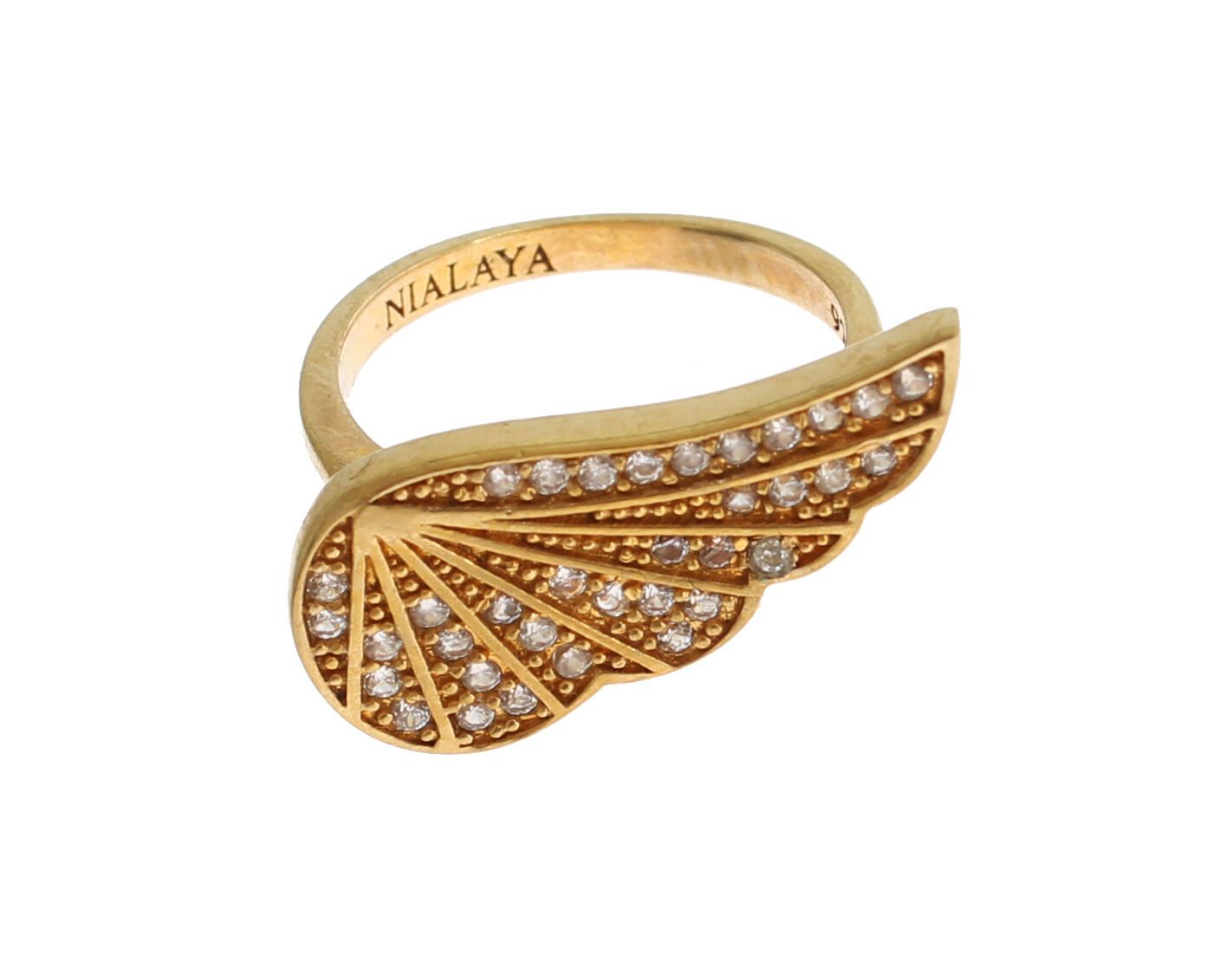 Nialaya Womens Clear CZ Gold 925 Silver Authentic Ring - Zeiniez