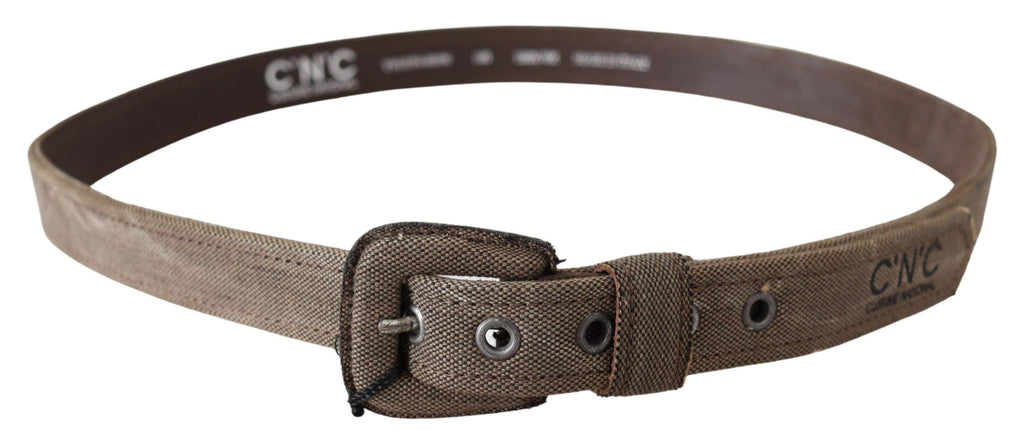 Costume National Brown Leather Logo Buckle Waist Belt - Zeiniez