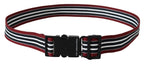 Costume National Maroon Black Stripe Silver Black Buckle Belt - Zeiniez