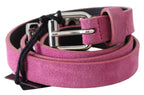 Just Cavalli Pink Silver Chrome Metal Buckle Waist Belt - Zeiniez