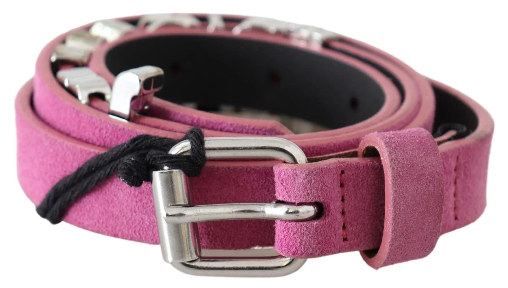 Just Cavalli Pink Silver Chrome Metal Buckle Waist Belt - Zeiniez