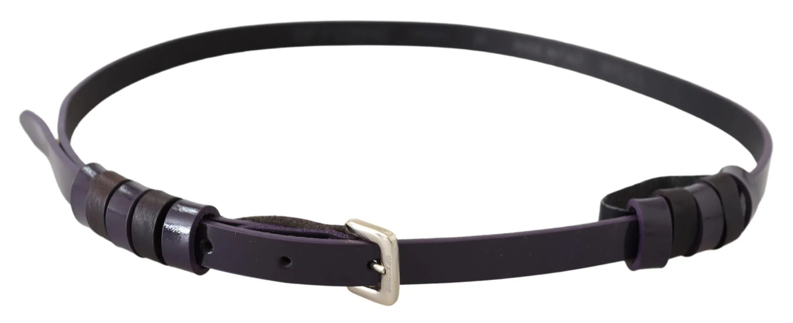GF Ferre Black Leather Thin Gold Metal Chrome Buckle Belt - Zeiniez