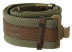 Ermanno Scervino Green Leather Rustic Bronze Buckle Army Belt - Zeiniez