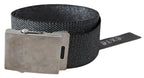 Exte Black Silver Metal Brushed Buckle Waist Belt - Zeiniez