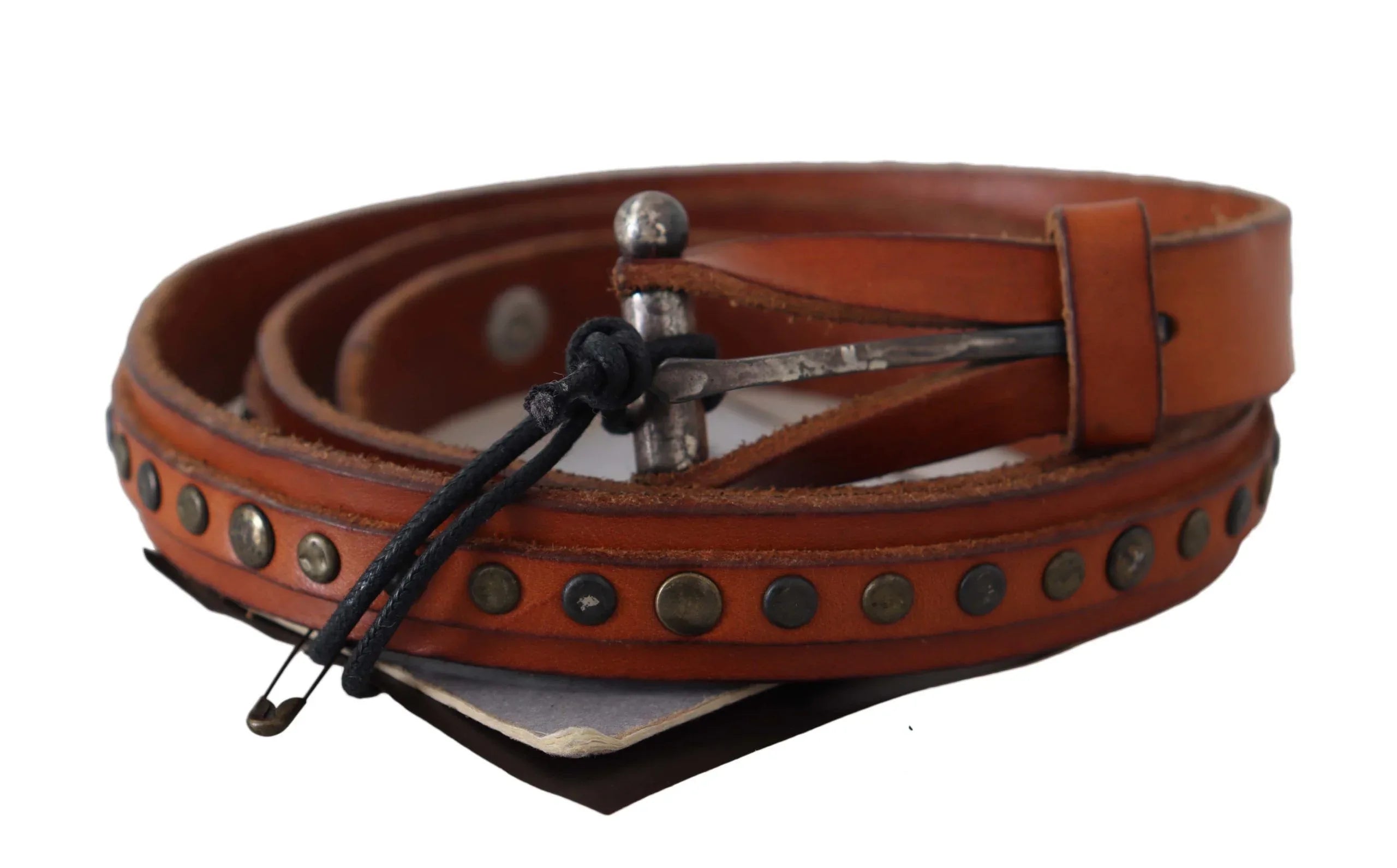 Scervino Street Brown Genuine Leather Rustic Silver Buckle Belt - Zeiniez