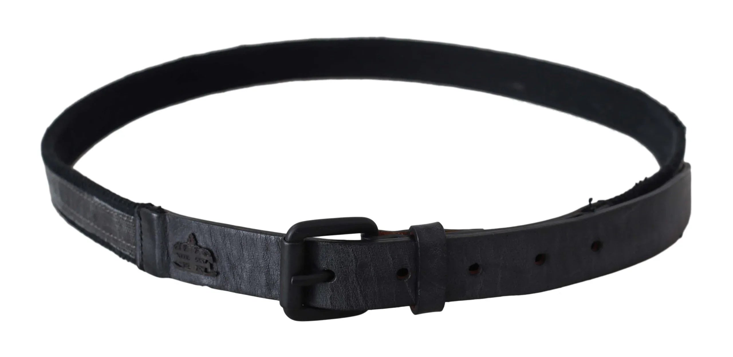 Ermanno Scervino Black Leather Logo Buckle Waist - Zeiniez