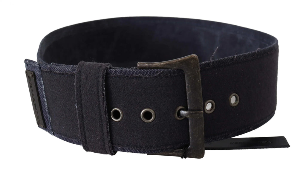 Ermanno Scervino Black Leather Wide Buckle Waist Luxury Belt - Zeiniez