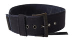 Ermanno Scervino Black Leather Wide Buckle Waist Luxury Belt - Zeiniez