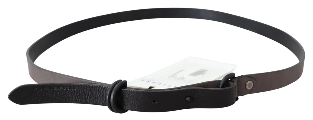 Costume National Brown Leather Skinny Round Buckle Belt - Zeiniez