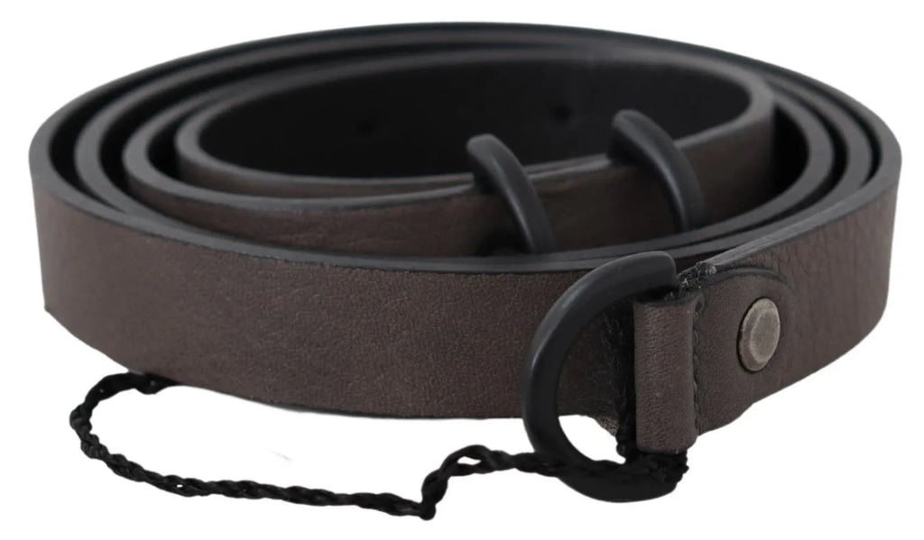 Costume National Brown Leather Skinny Round Buckle Belt - Zeiniez