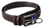 Costume National Brown Genuine Leather Silver Buckle Belt - Zeiniez