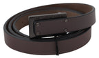 Costume National Brown Leather Tactical Logo Buckle Dark - Zeiniez