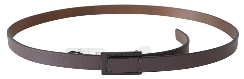 Costume National Brown Leather Tactical Logo Buckle Dark - Zeiniez