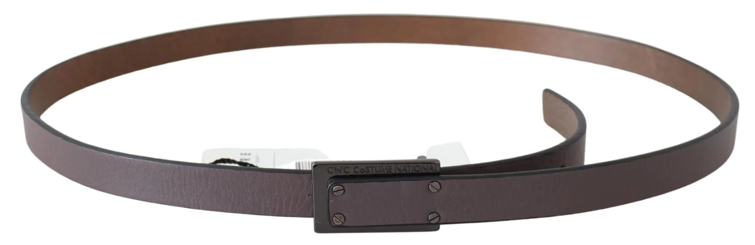 Costume National Brown Leather Tactical Logo Buckle Dark - Zeiniez