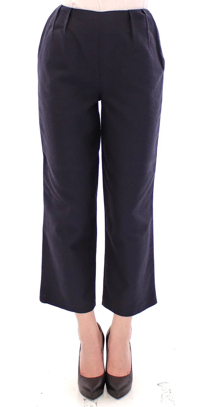 Andrea Incontri Blue Cropped Cotton Pants - Zeiniez