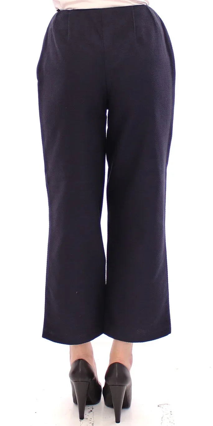 Andrea Incontri Blue Cropped Cotton Pants - Zeiniez