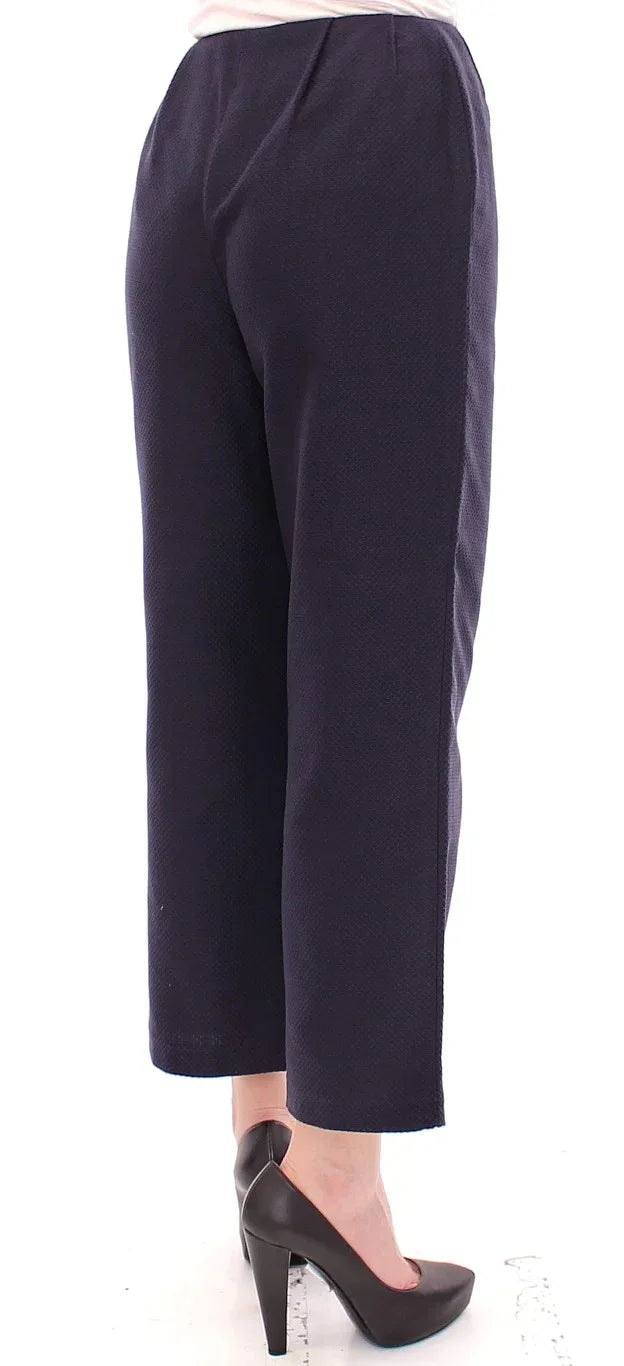 Andrea Incontri Blue Cropped Cotton Pants - Zeiniez