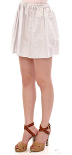 Andrea Incontri White Cotton Checkered Stretch Skirt - Zeiniez