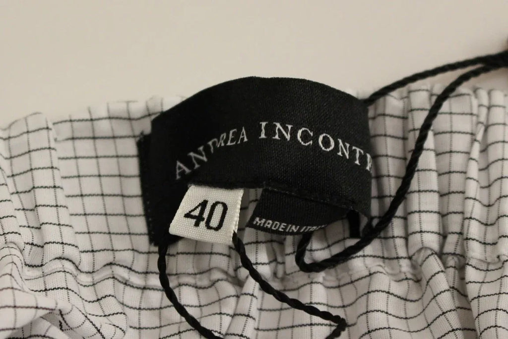 Andrea Incontri White Cotton Checkered Stretch Skirt - Zeiniez