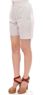 Andrea Incontri White Checkered Stretch Cotton Shorts - Zeiniez